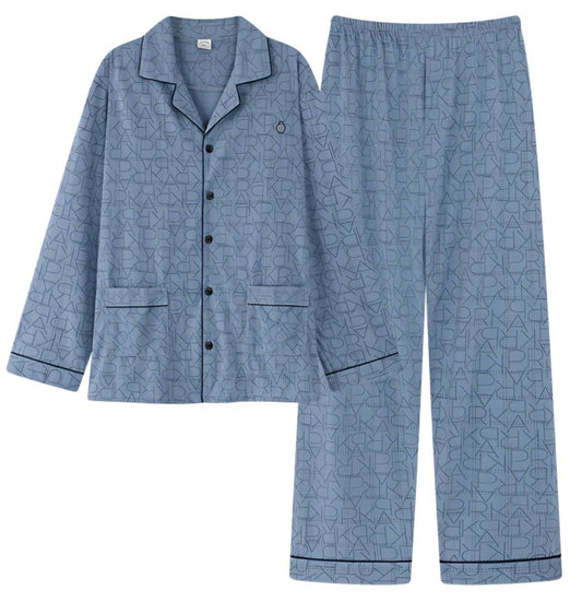 Men Button Longsleeves Cotton: Blue