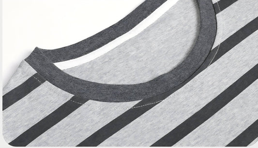 Men Stripe Cotton Shortsleeves