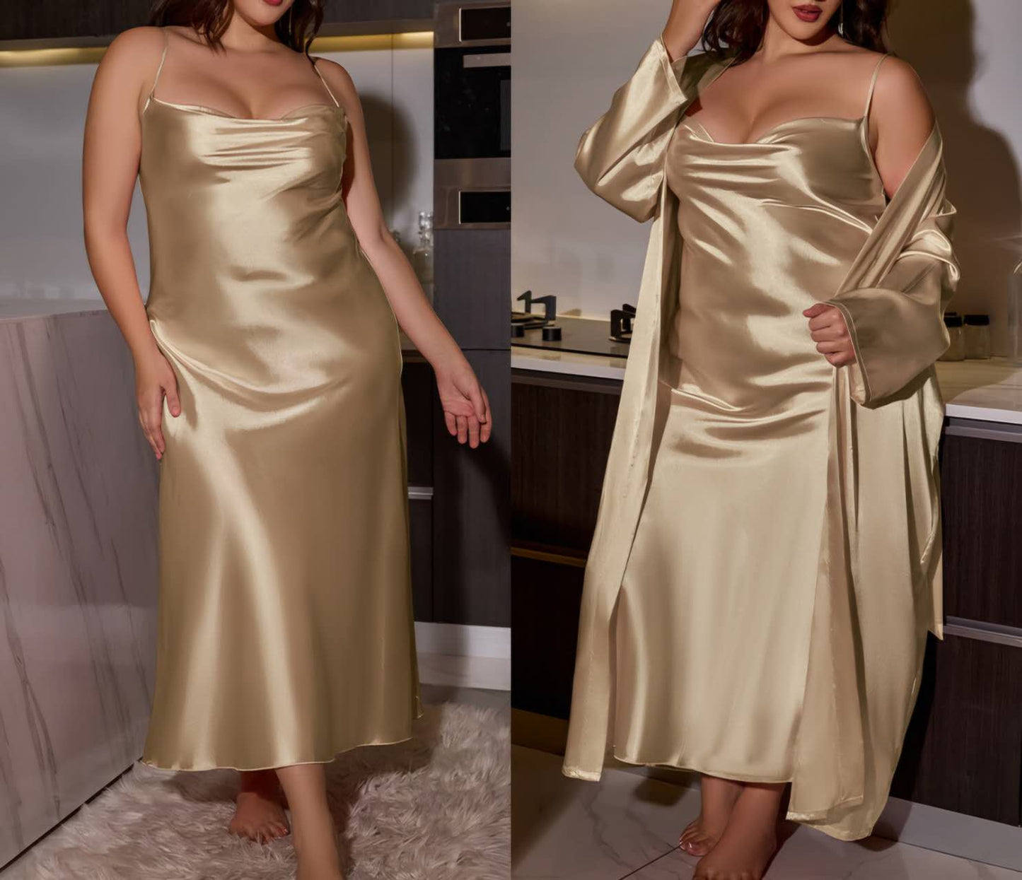 3pcs-satin Gown