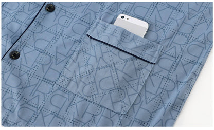 Men Button Longsleeves Cotton: Blue