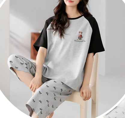 Flowers Capri Cotton Pyjamas