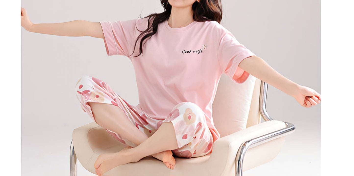 Capri Cotton Pajamas: Pink