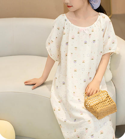 Crinkle Cotton Girl NIghtgown