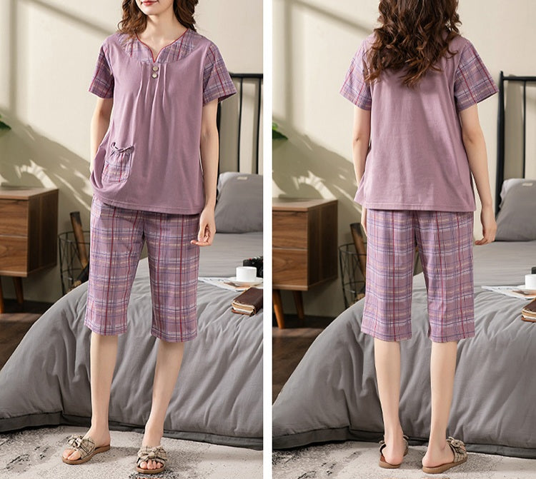 Cropped Cotton Pjs: Lilac