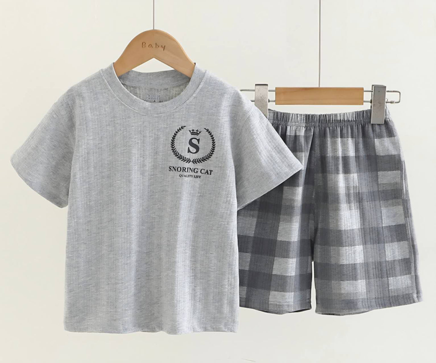 Kids Short Sleeve Pajama Set — Grey