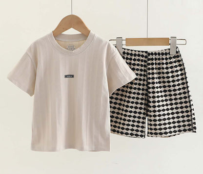 Kids Short Sleeve Pajama Set — Brown
