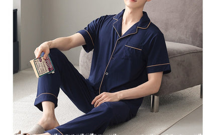 Chemise boutonnée à manches courtes et pantalon pour homme