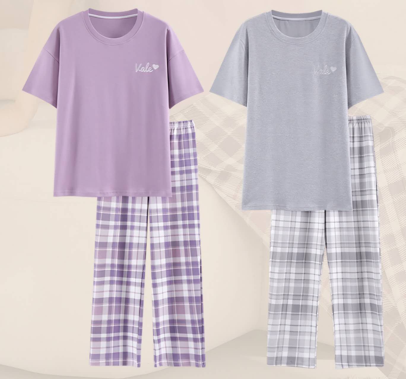 Couple Pajamas: Purple and Grey