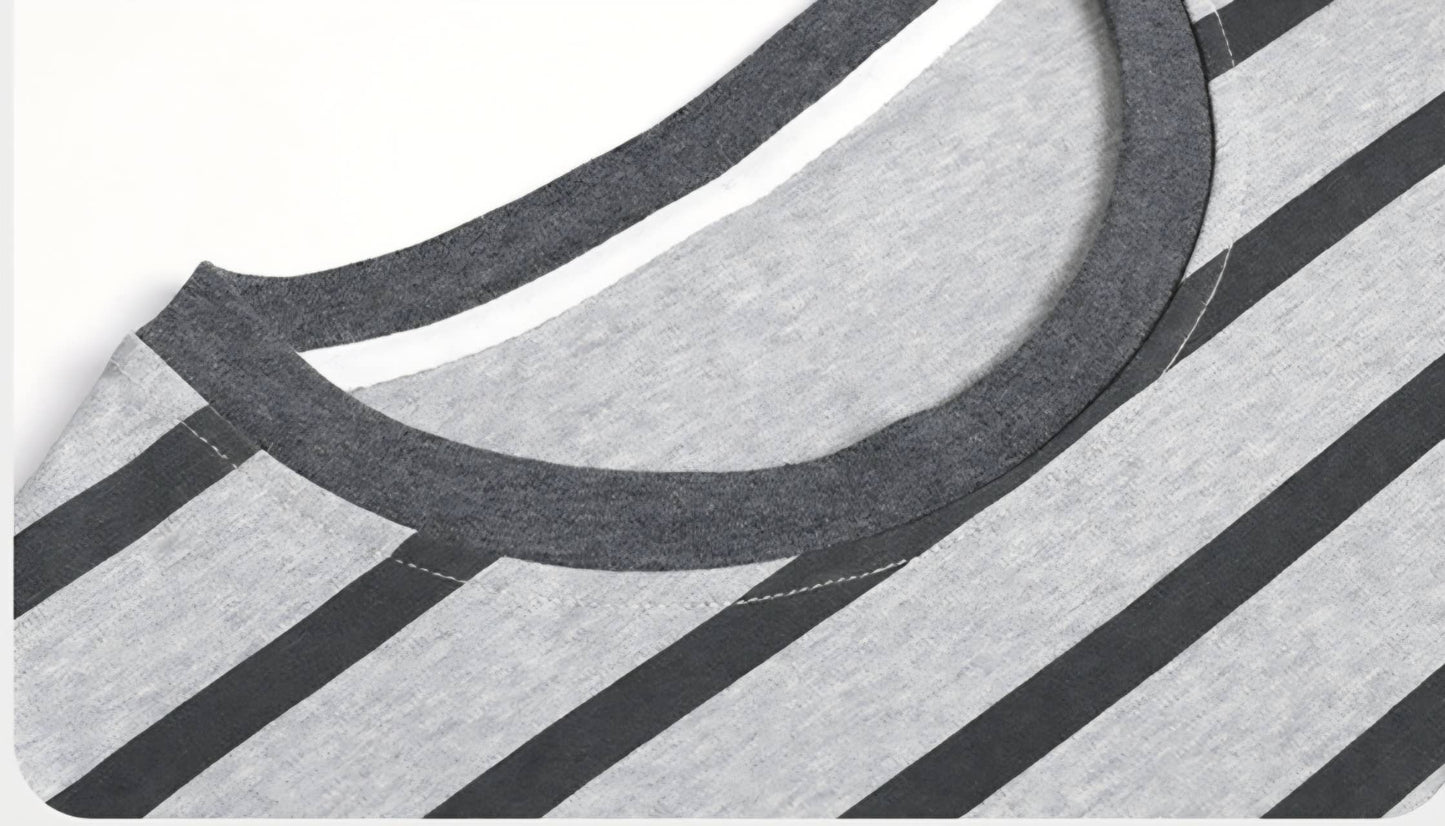 Men Strip Cotton Shortsleeves