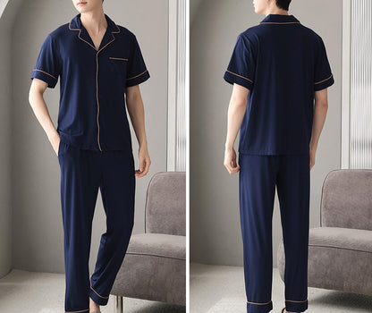 Chemise boutonnée à manches courtes et pantalon pour homme