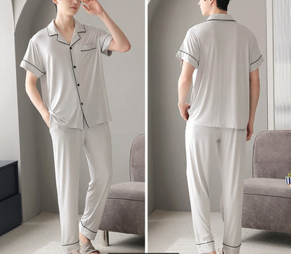 Chemise boutonnée à manches courtes et pantalon pour homme